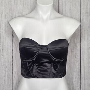Princess Polly Black Strapless Corset Top With Lace Up Back, sz US 6